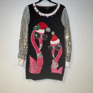 Flamingo Bling Holiday Ugly Christmas Sweater